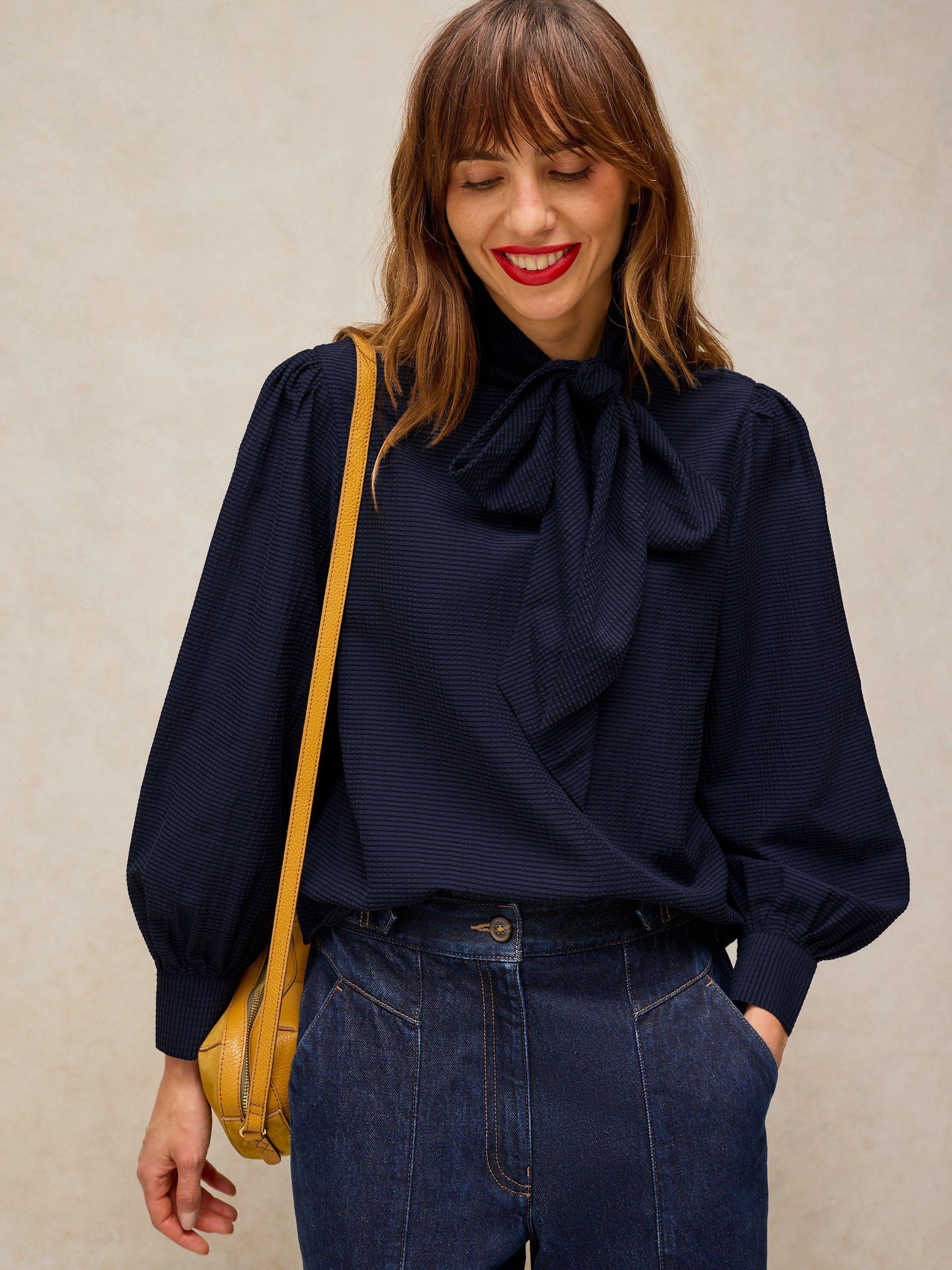 FLEUR TIE NECK TOP