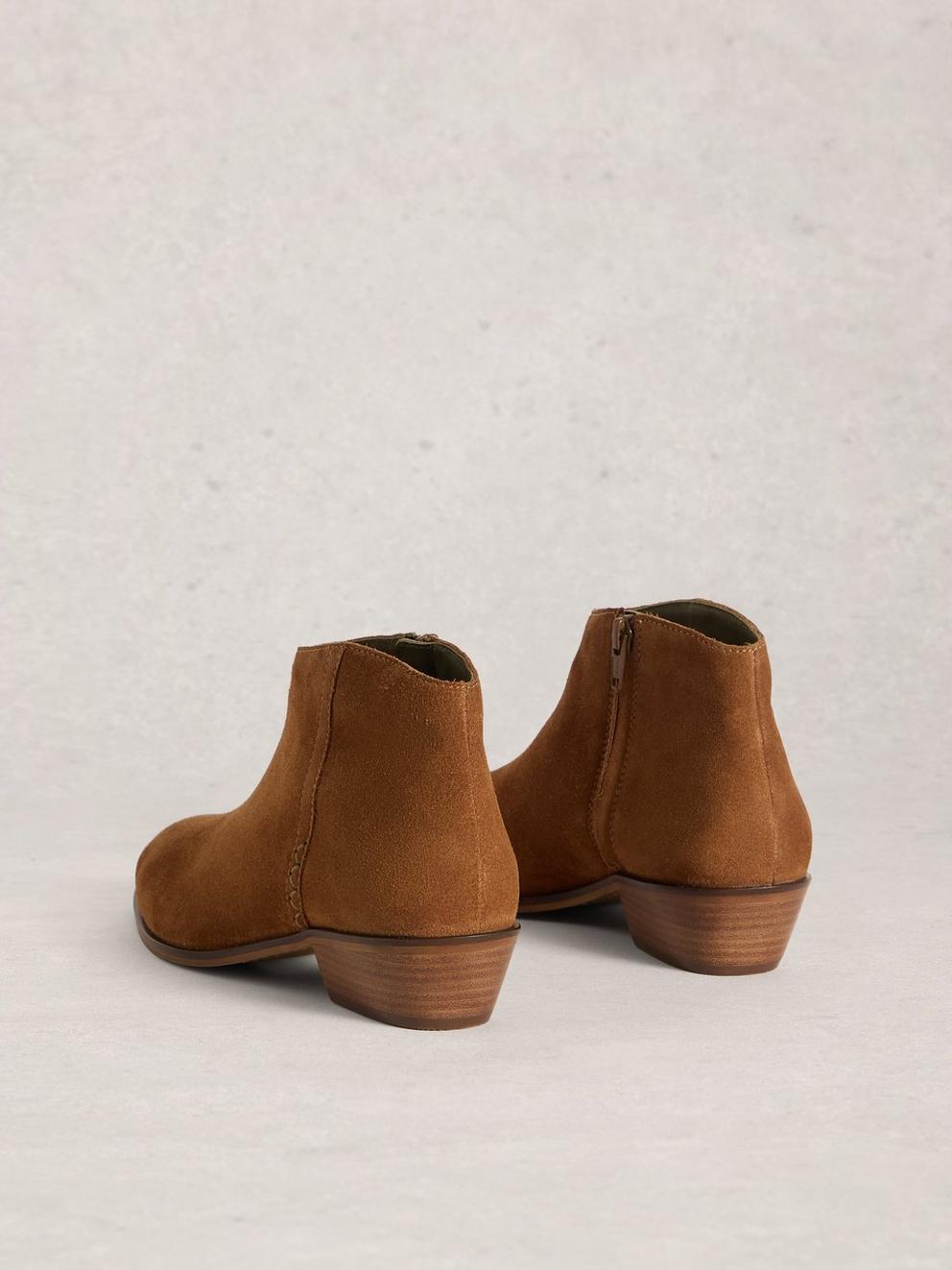 MIA SUEDE ANKLE BOOT in MID TAN - FLAT BACK