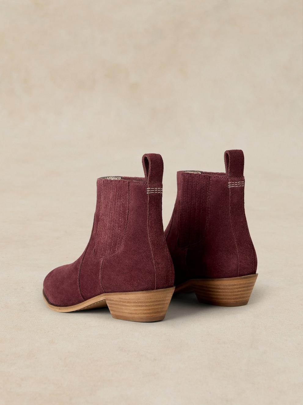 MILLIE SUEDE CHELSEA BOOT in DK RED - FLAT BACK