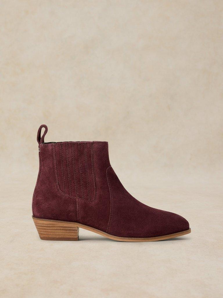 MILLIE SUEDE CHELSEA BOOT in DK RED - LIFESTYLE