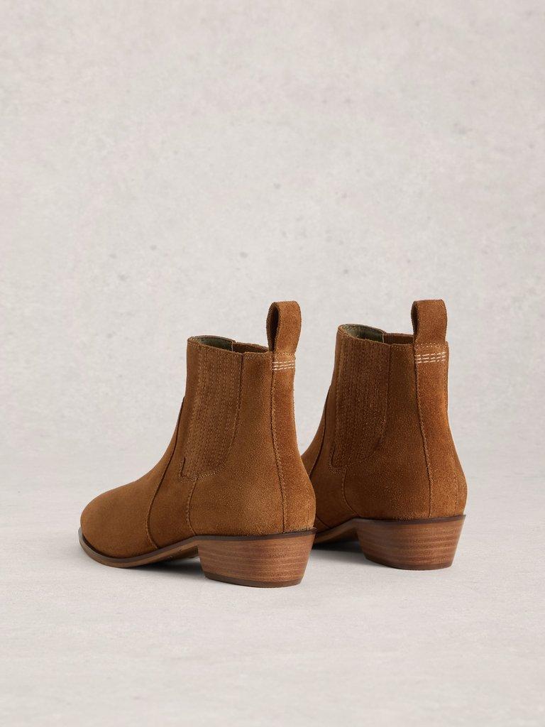 MILLIE SUEDE CHELSEA BOOT in MID TAN - FLAT BACK