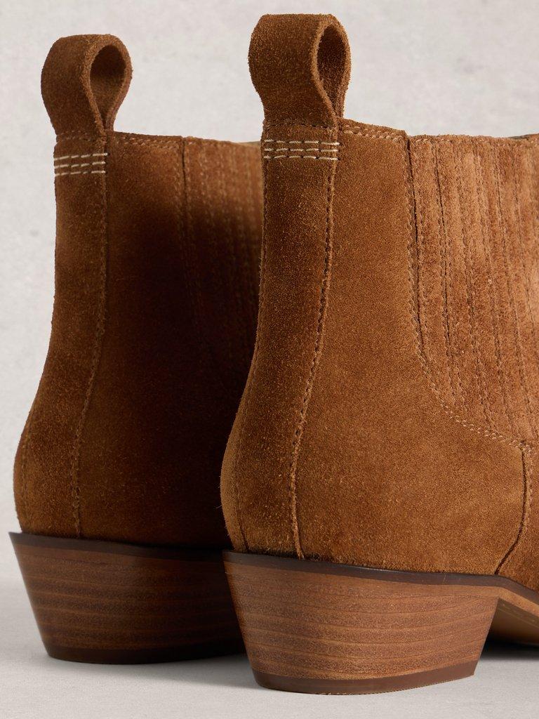 MILLIE SUEDE CHELSEA BOOT in MID TAN - FLAT DETAIL