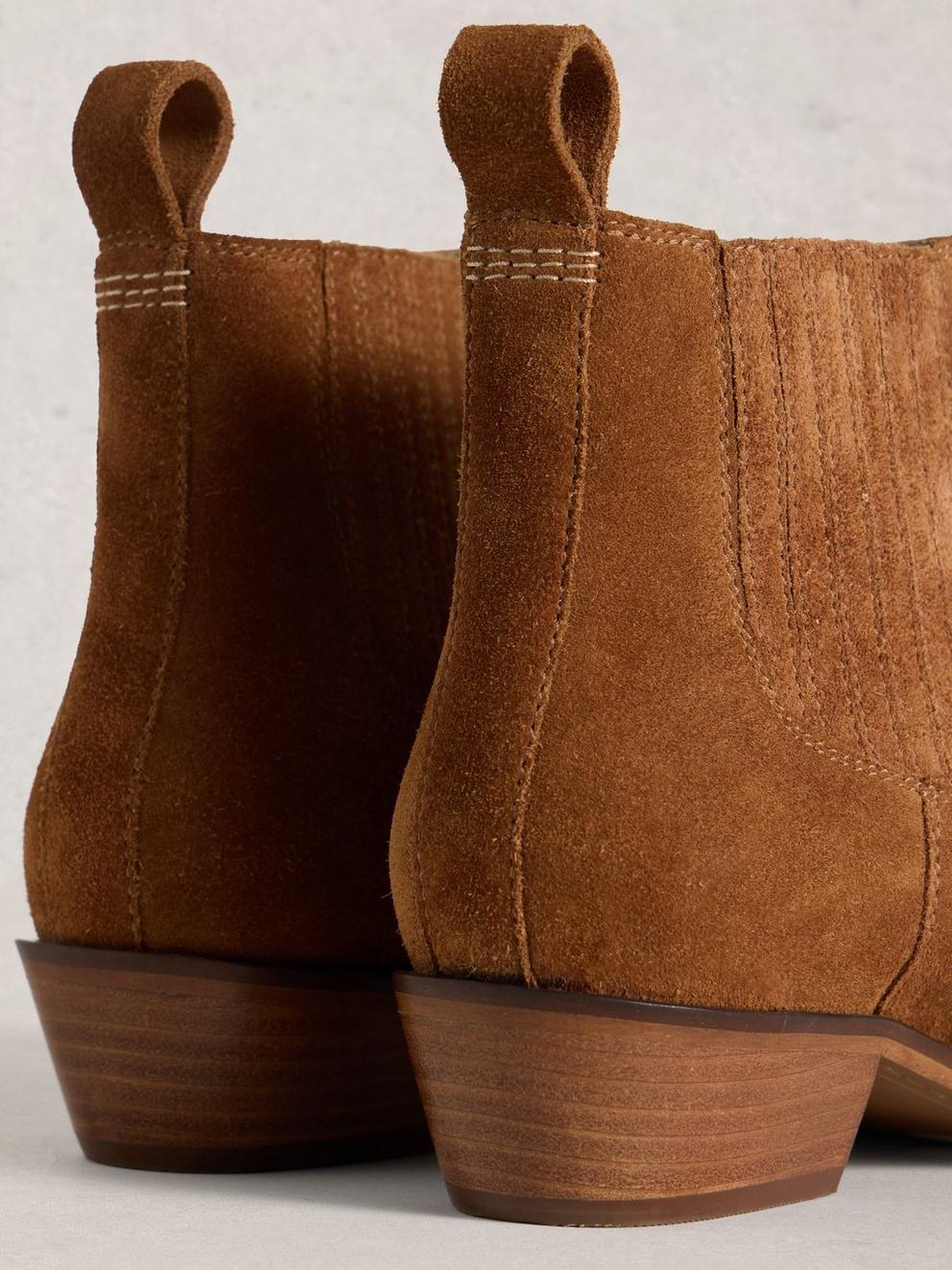 MILLIE SUEDE CHELSEA BOOT in MID TAN - FLAT DETAIL