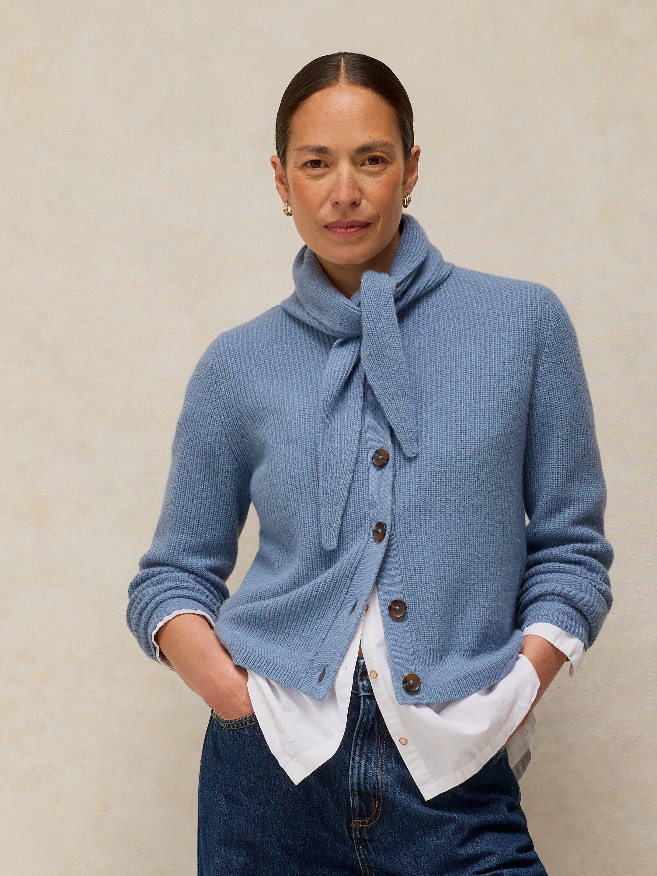 RIB WOOL SCARF CARDI
