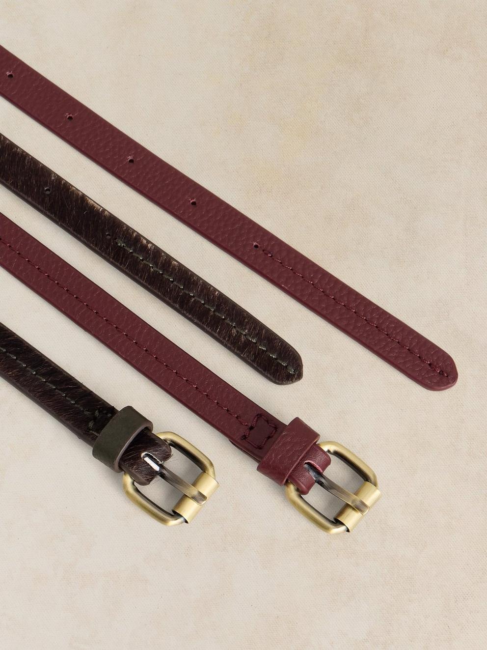 2PK BELTS in BROWN MLT - FLAT DETAIL