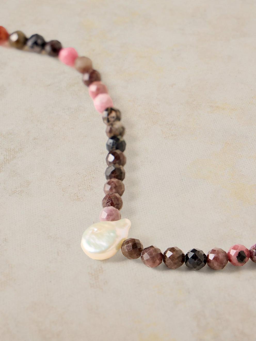 SEMIPRECIOUS PEARL DROP SET in PINK MULTI | White Stuff EU
