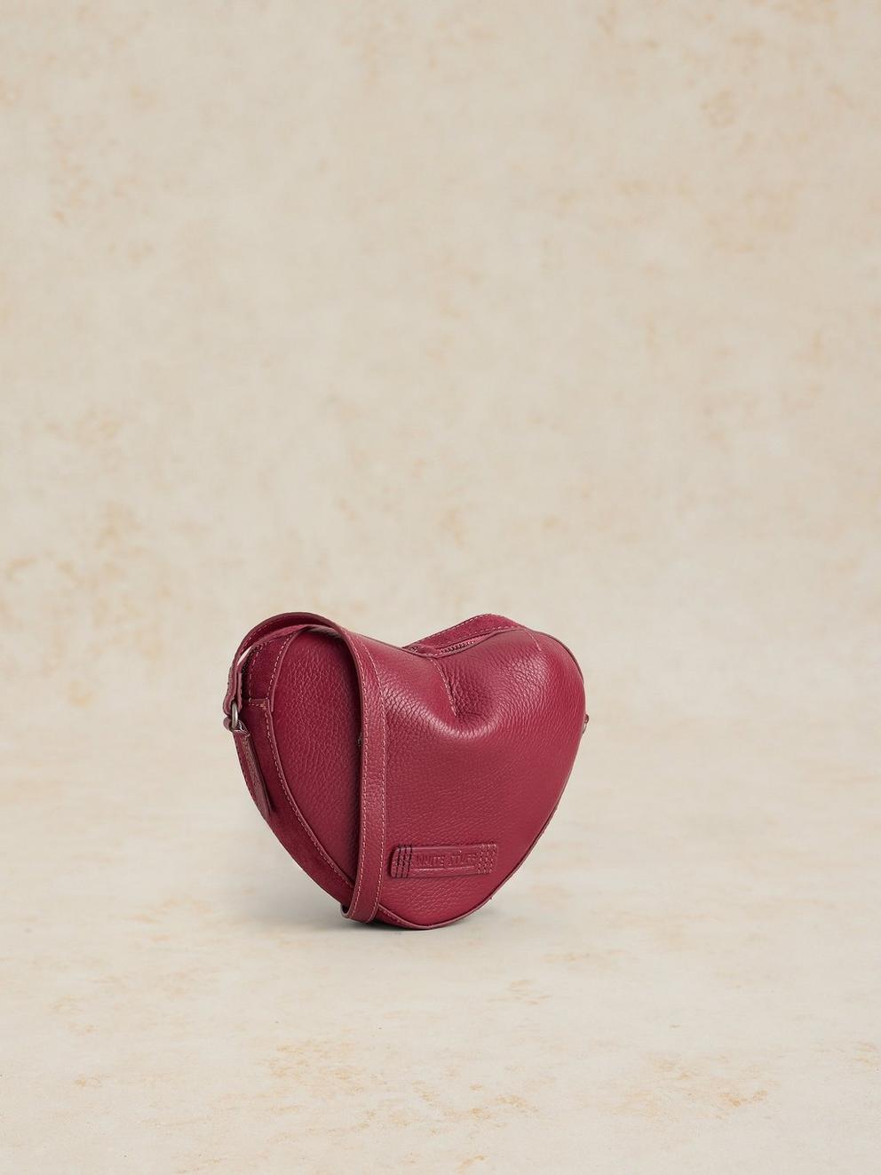 HARRIET HEART LEATHER BAG in DK RED | White Stuff