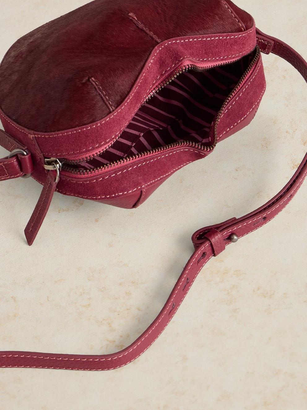 HARRIET HEART LEATHER BAG in DK RED | White Stuff