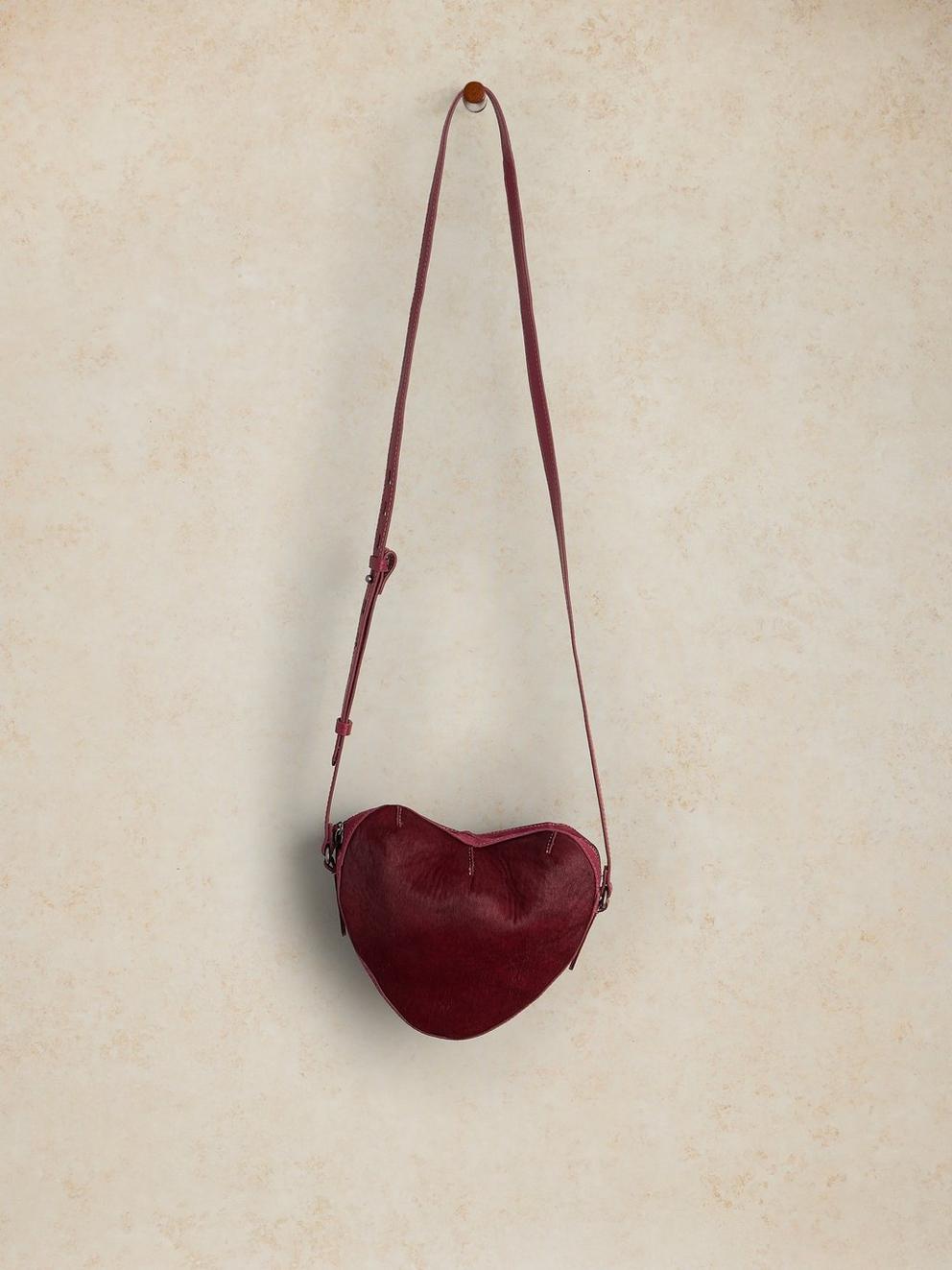 HARRIET HEART LEATHER BAG in DK RED | White Stuff