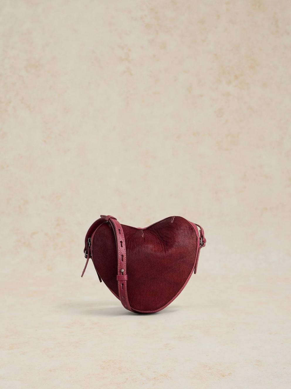 HARRIET HEART LEATHER BAG in DK RED | White Stuff