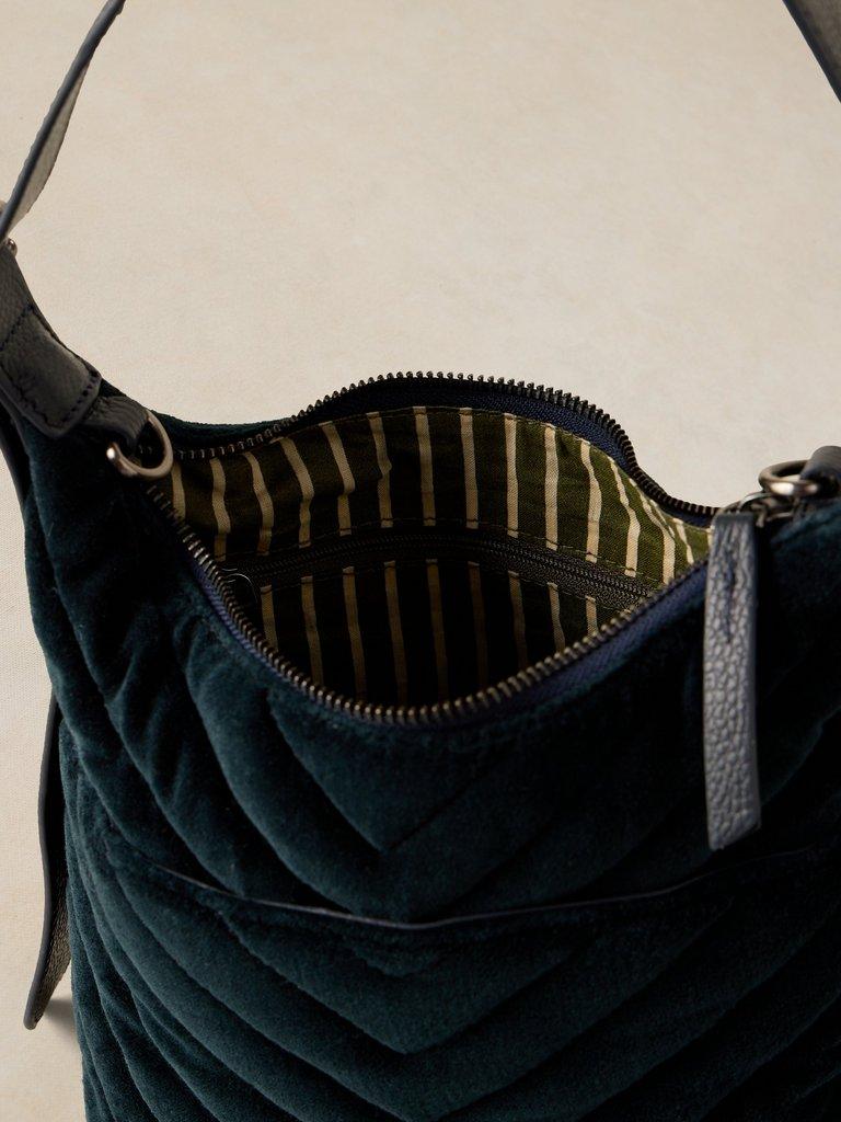 SOPHIA VELVET XBODY BAG in DARK NAVY - FLAT DETAIL