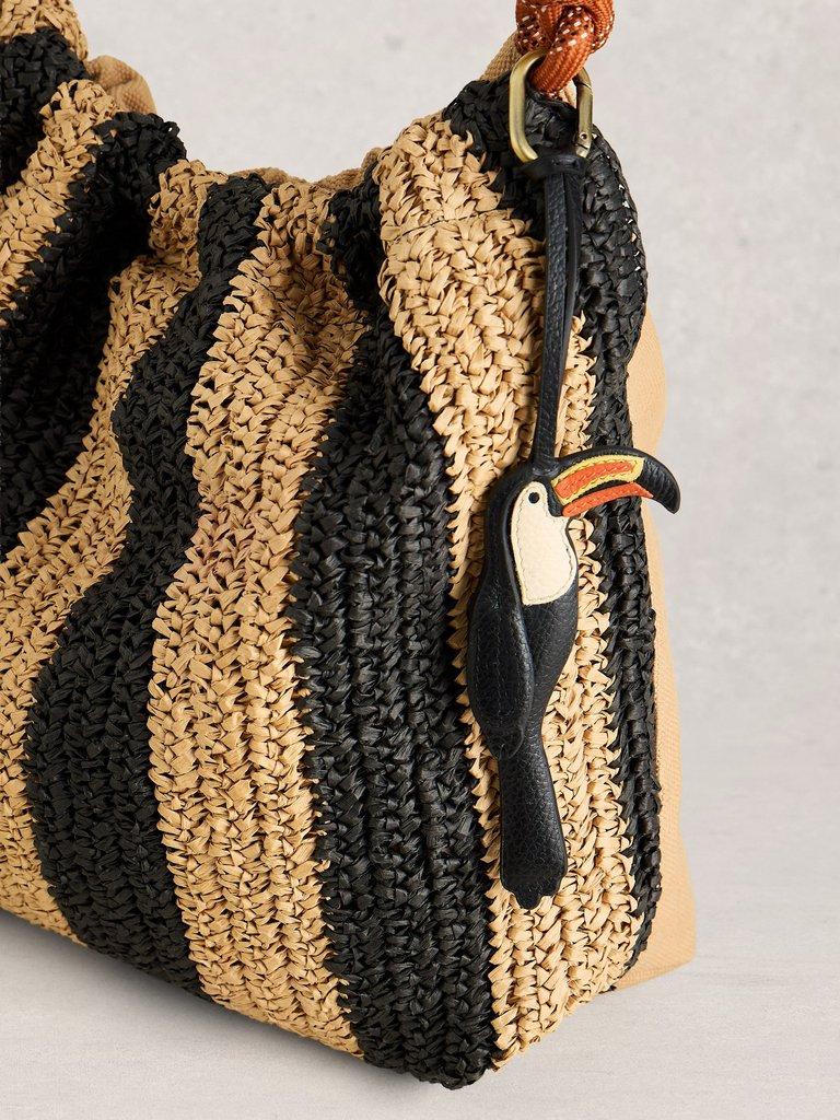 Toucan Leather Bag Charm in BLK MLT - FLAT BACK