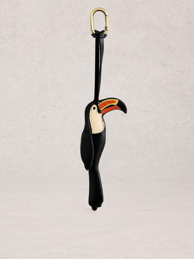 Toucan Leather Bag Charm in BLK MLT - FLAT FRONT