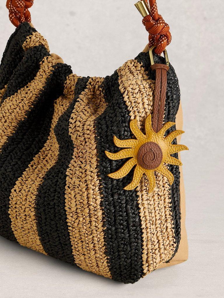 Sun Leather Bag Charm in NAT MLT - FLAT BACK