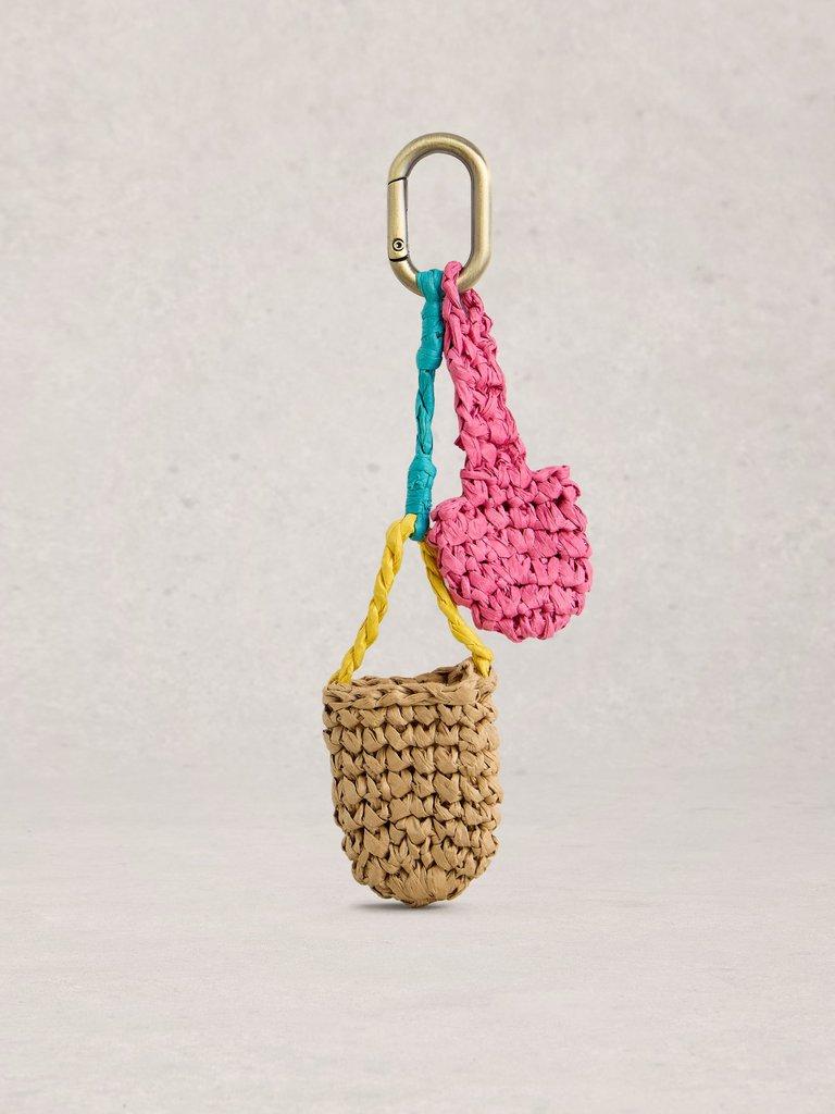 Bucket and Spade Bag Charm in PINK MLT - FLAT FRONT