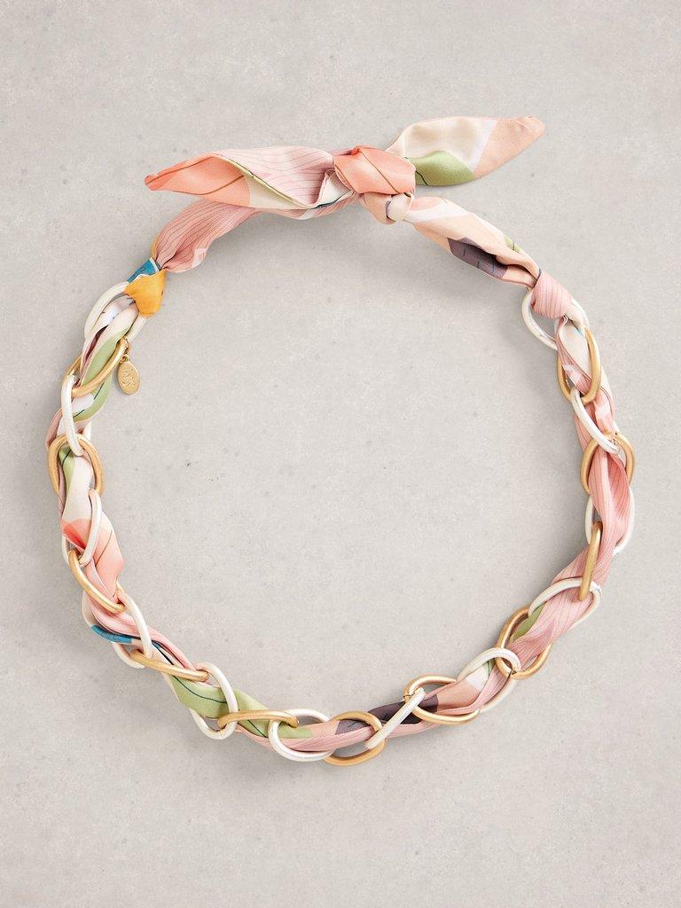 Janna Link Scarf Necklace in ORANGE MLT - FLAT FRONT