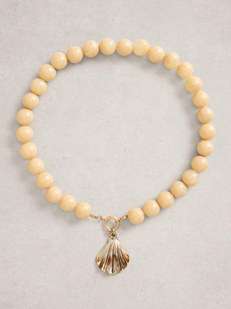 Chunky Shell Charm Necklace in NAT MLT - FLAT FRONT