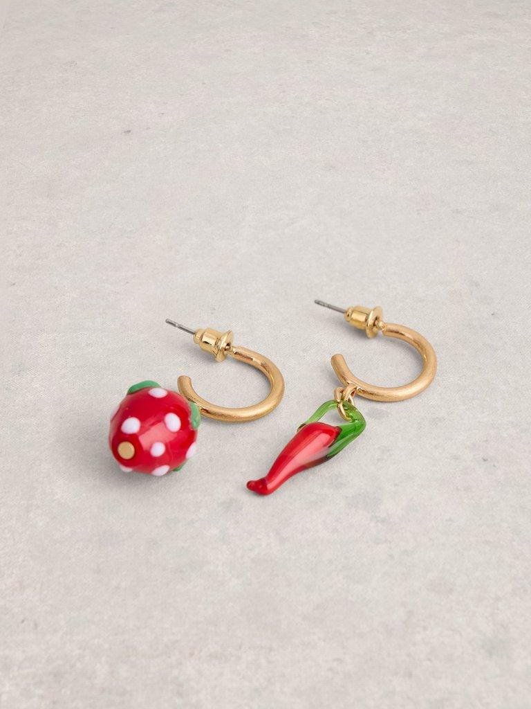 Fruit Mismatch Drop Earring in RED MLT - FLAT DETAIL