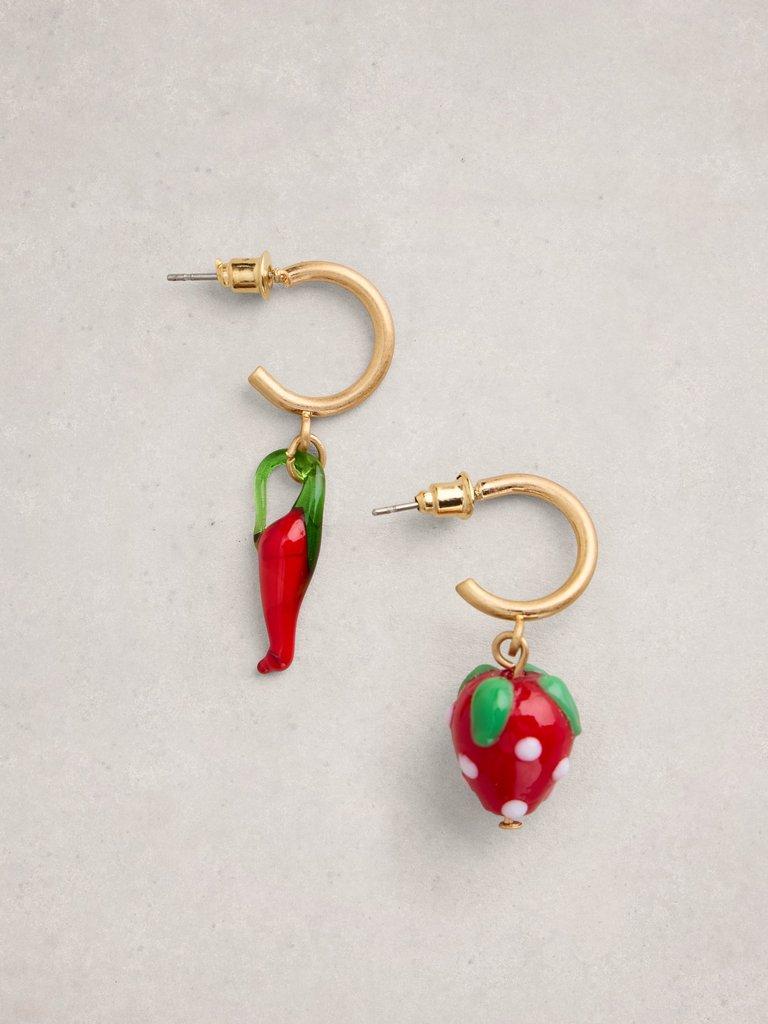 Fruit Mismatch Drop Earring in RED MLT - FLAT FRONT