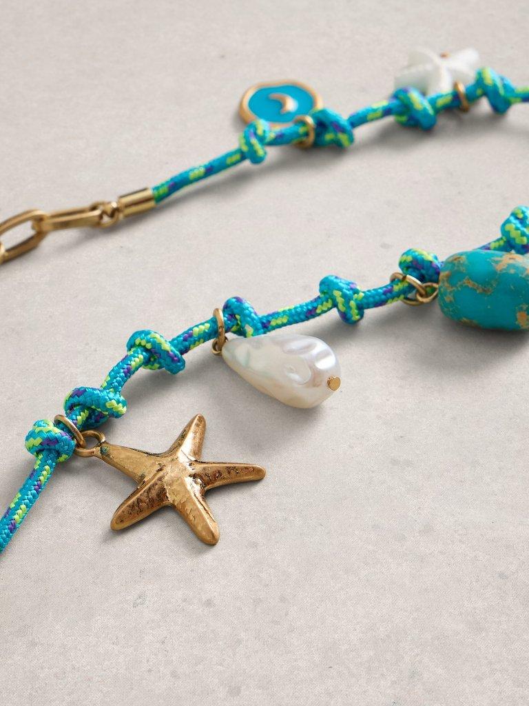 Ibiza Charm Cord Necklace in BLUE MLT - FLAT DETAIL