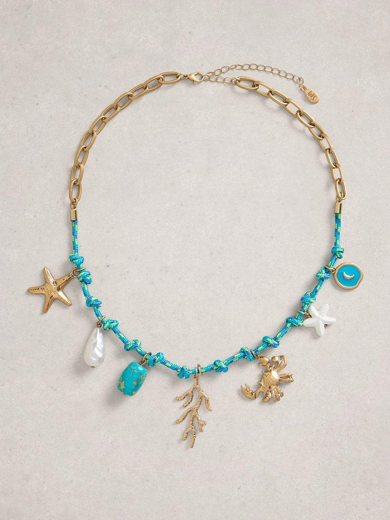Ibiza Charm Cord Necklace in BLUE MLT - FLAT FRONT