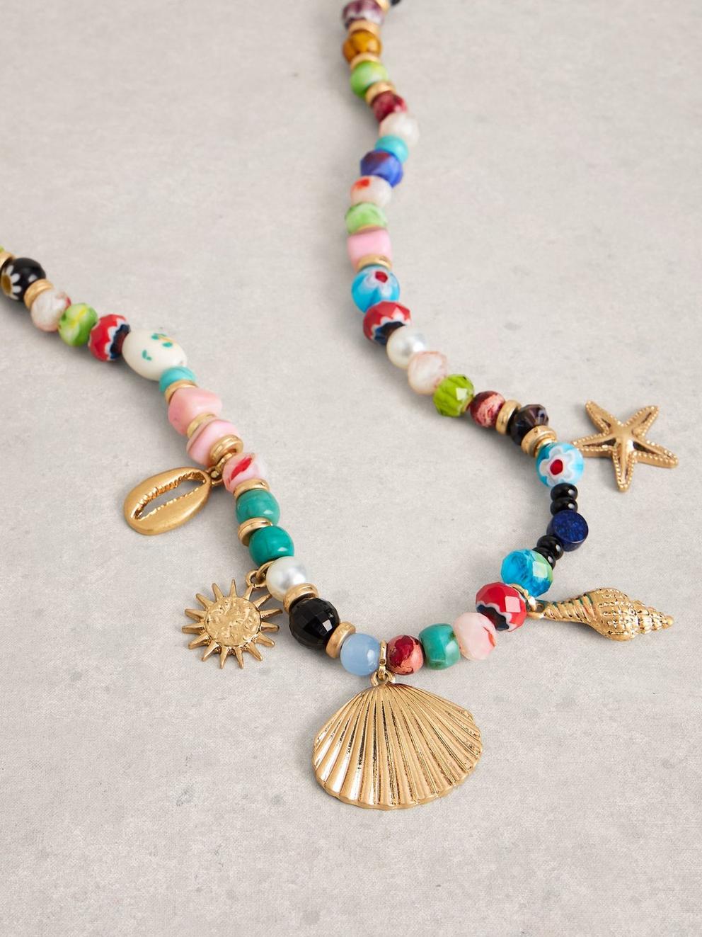 Ibiza Semi Precious Necklace in PINK MLT - FLAT DETAIL