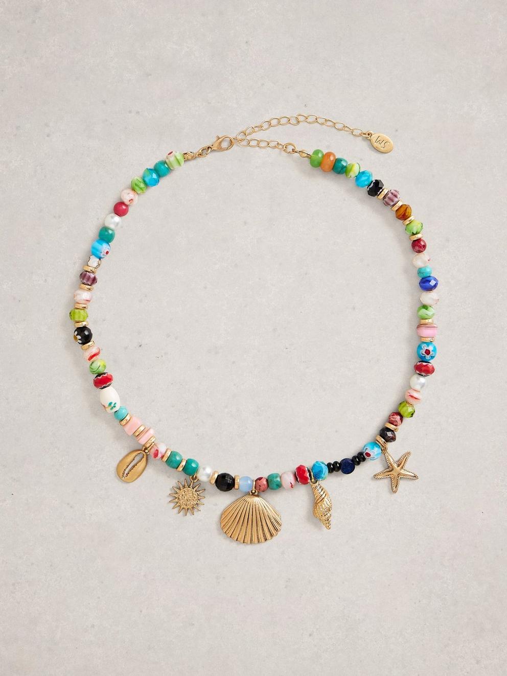 Ibiza Semi Precious Necklace in PINK MLT - FLAT FRONT