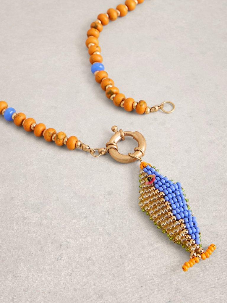 Semi Precious Fish Necklace in ORANGE MLT - FLAT DETAIL