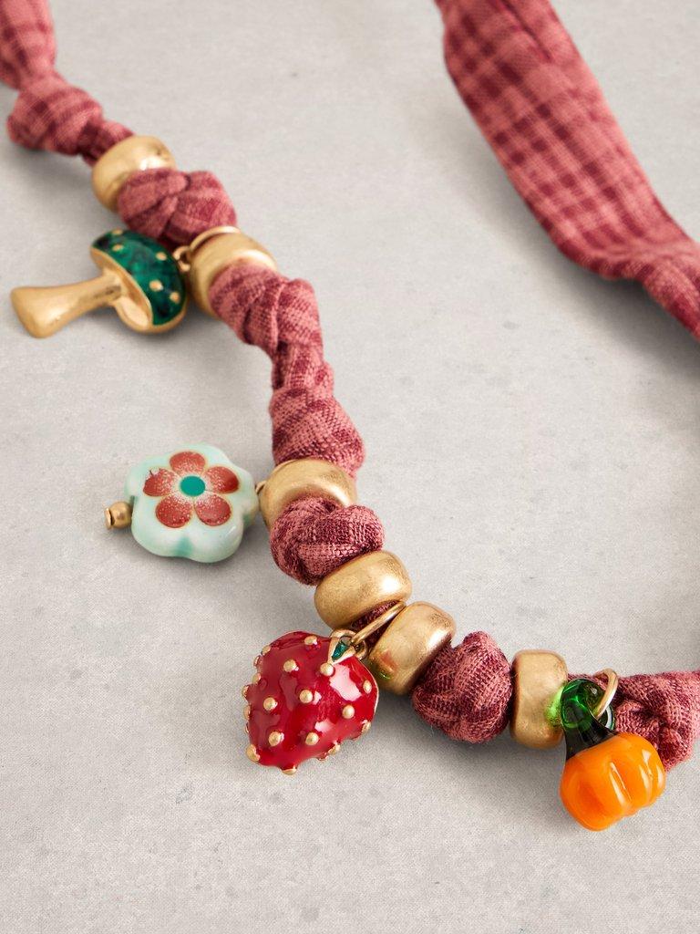 Scarf Charm Necklace in PINK MLT - FLAT BACK