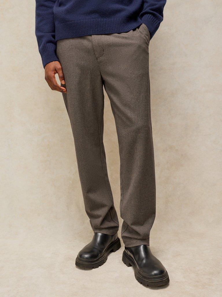 ACTON TWEEDY TROUSER in BROWN MLT - MODEL FRONT