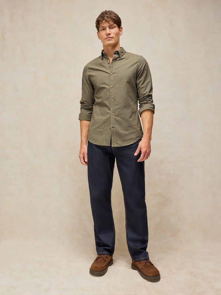 BRUTON SLIM OXFORD SHIRT in GREEN MLT - MODEL FRONT
