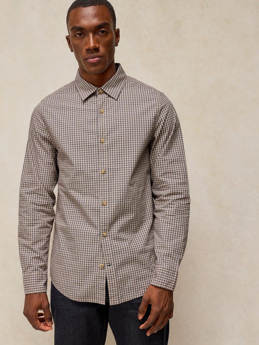 BRUTON SLIM OXFORD SHIRT in NAT MLT - MODEL FRONT