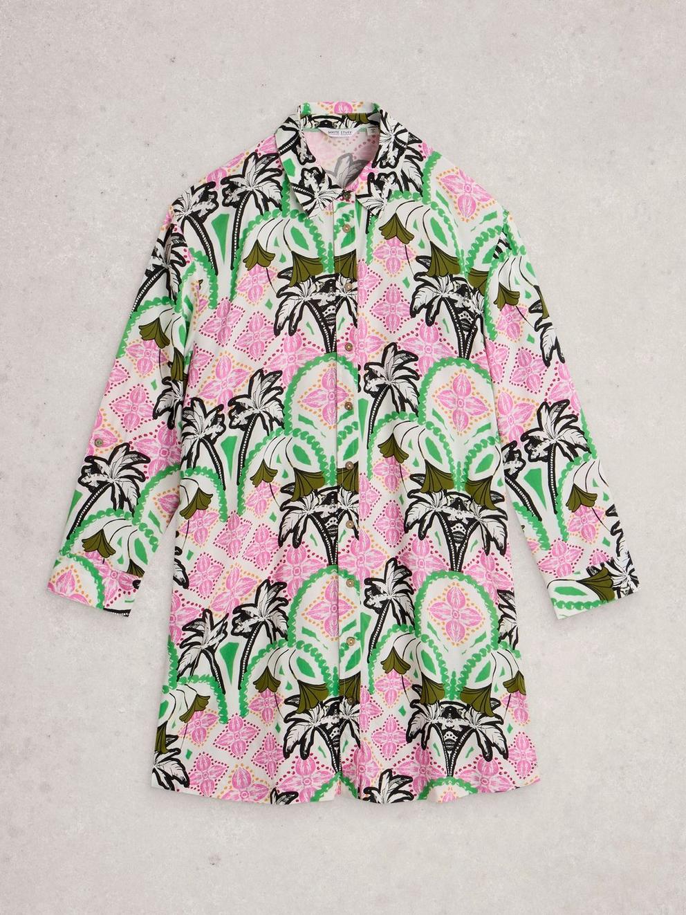 Suzie Beach Shirt Dress in IVORY MLT - FLAT FRONT