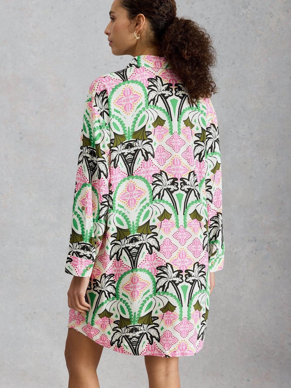Suzie Beach Shirt Dress in IVORY MLT - MODEL BACK