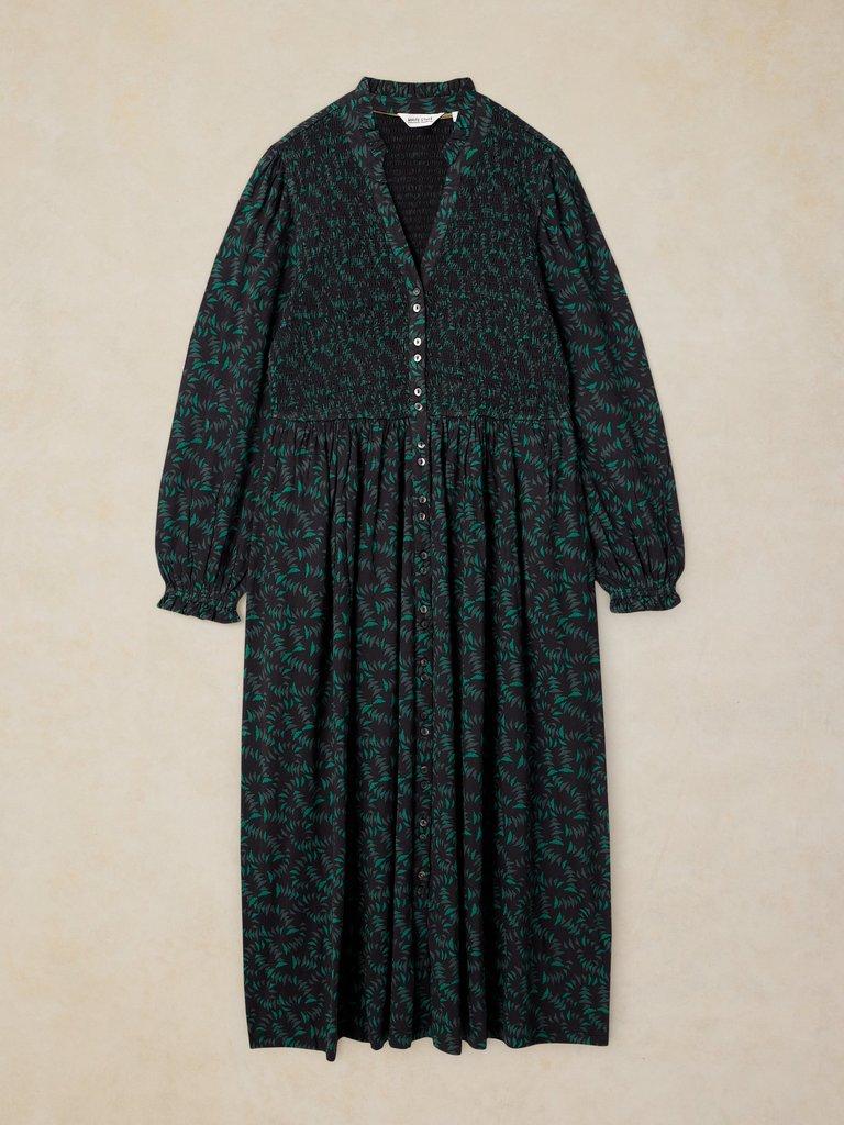 ADA SHIRRED DRESS in BLK PR - FLAT FRONT