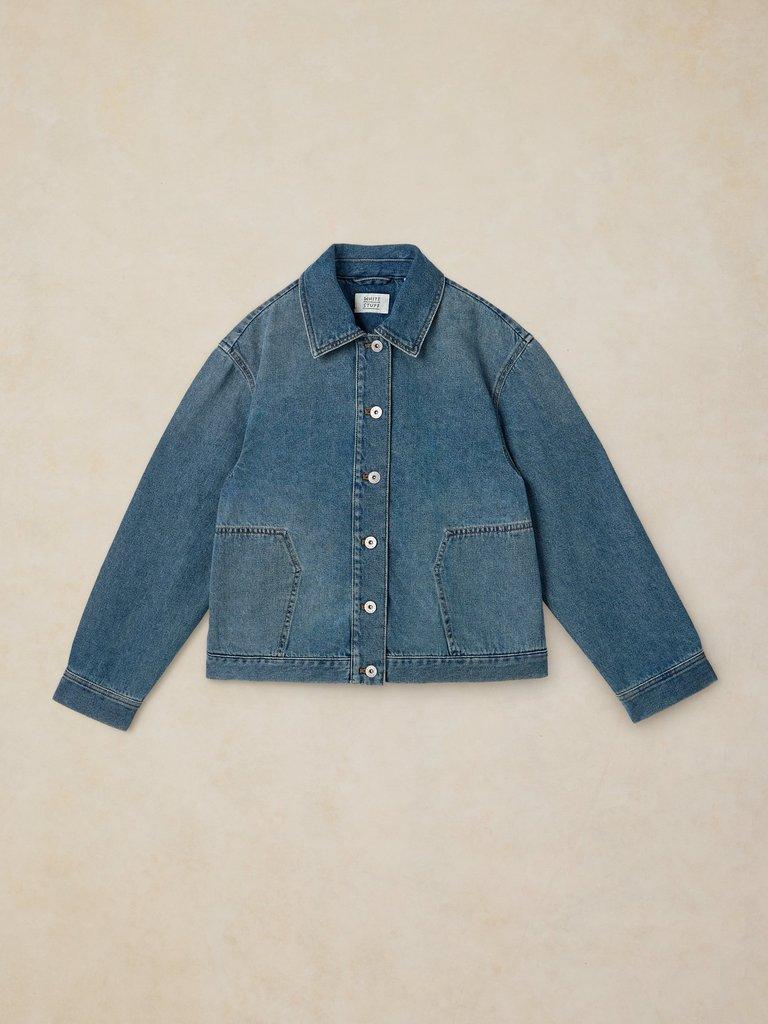 EVA DENIM JACKET in MID DENIM - FLAT FRONT