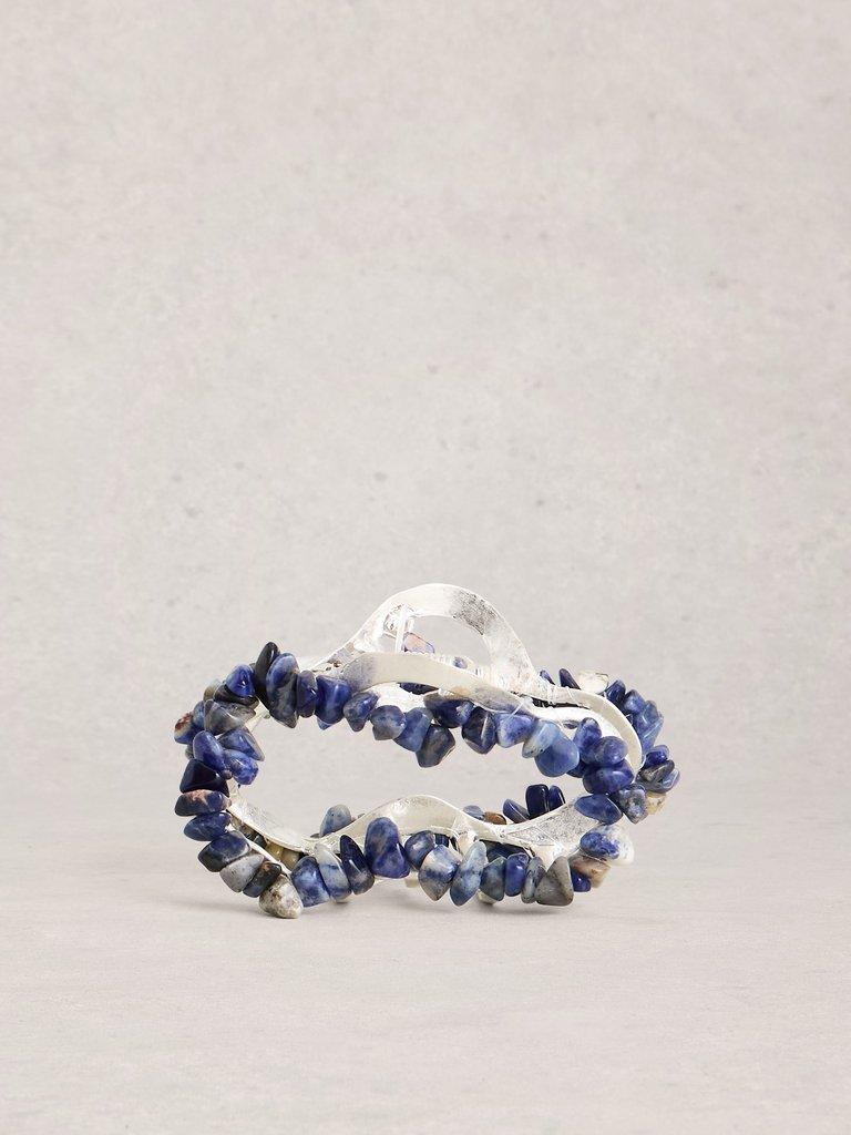 Semi Precious Claw Clip in BLUE MLT - FLAT FRONT