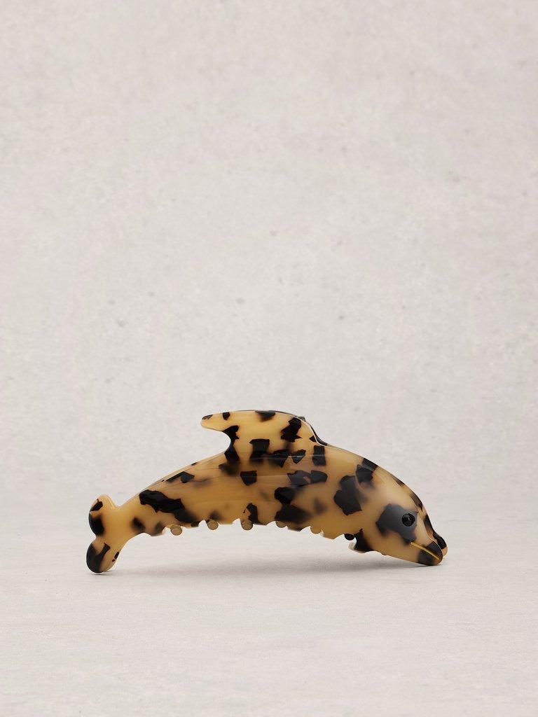 Dolphin Hair Claw Clip in TAN MULTI - FLAT FRONT
