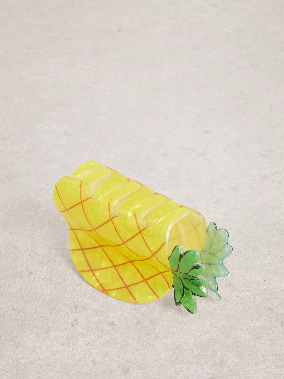 Pineapple Hair Claw Clip in YELLOW MLT - FLAT DETAIL