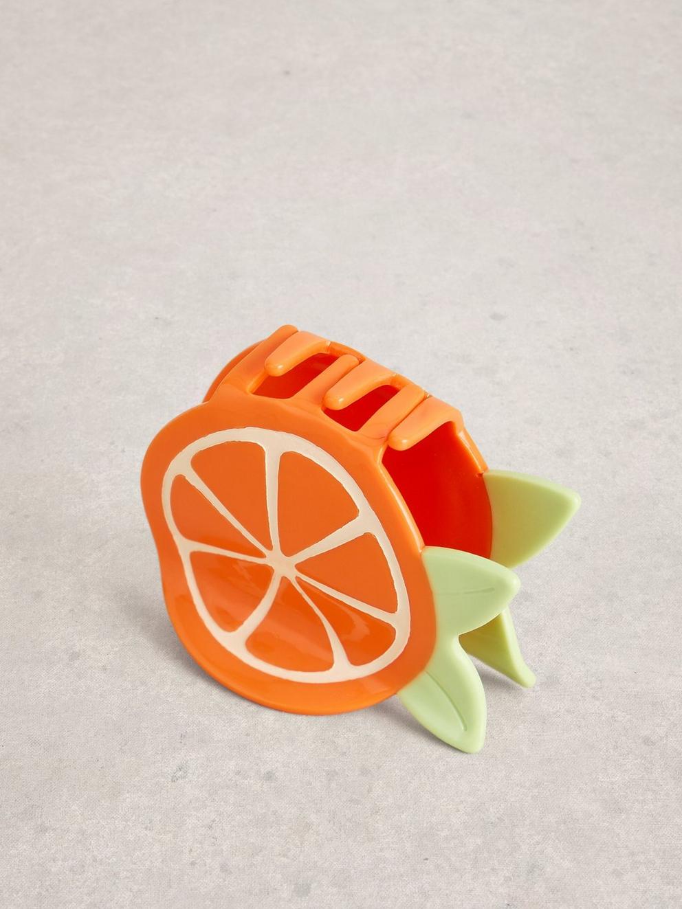Orange Slice Hair Claw Clip in MID ORANGE - FLAT DETAIL