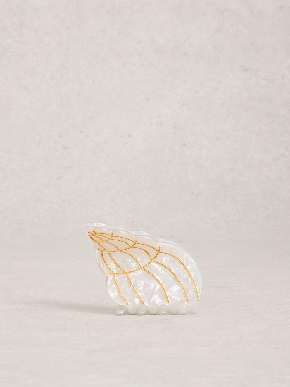 Shell Hair Claw clip in PALE IVORY - FLAT FRONT
