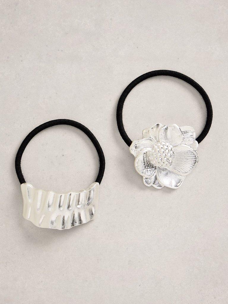 2PK Metal Hair Elastic in SLV TN MET - FLAT FRONT