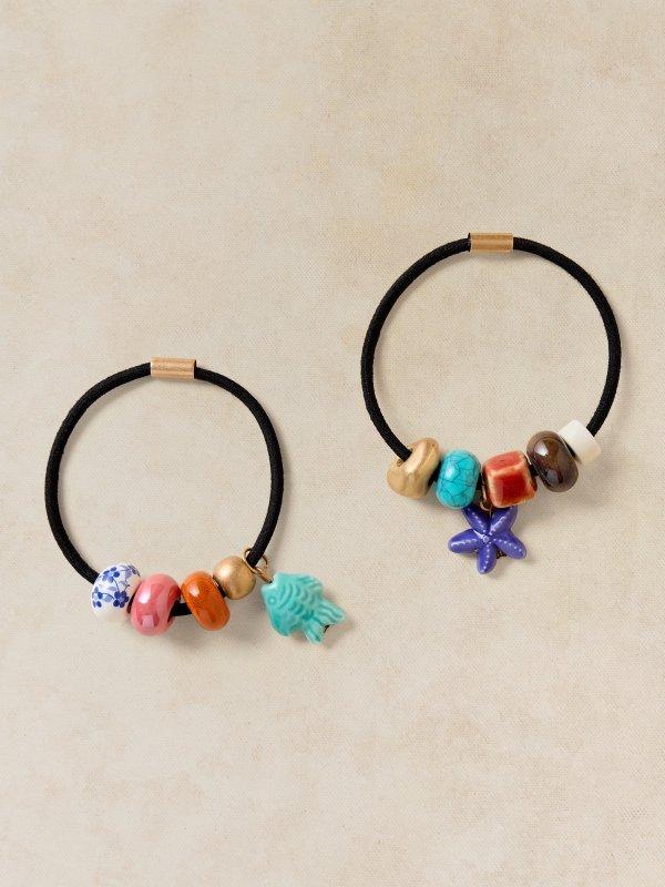 2PK Bead Hair Elastic