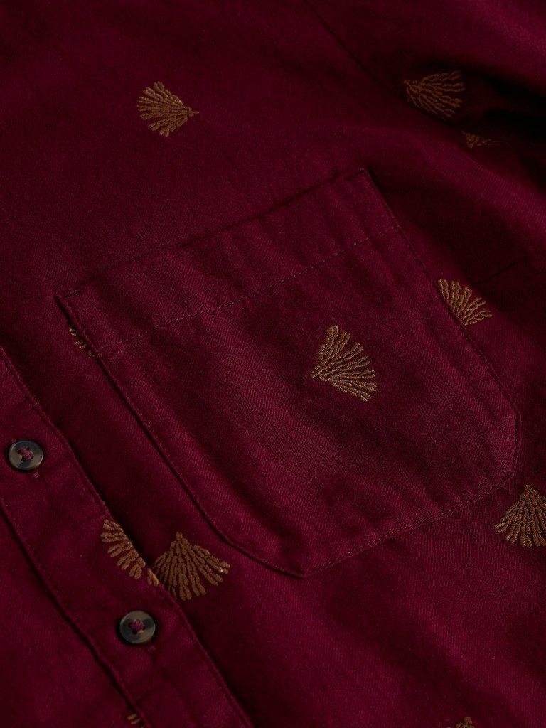 LIBBY ORGANIC COTTON SHIRT in DK PLUM - FLAT DETAIL