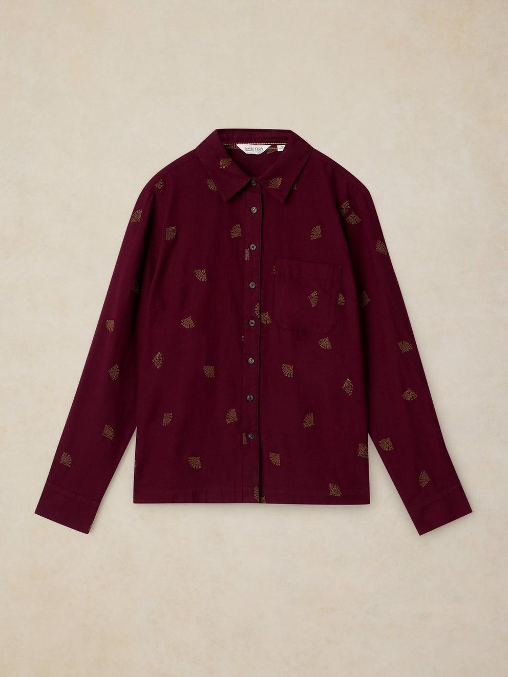 LIBBY ORGANIC COTTON SHIRT in DK PLUM - FLAT FRONT
