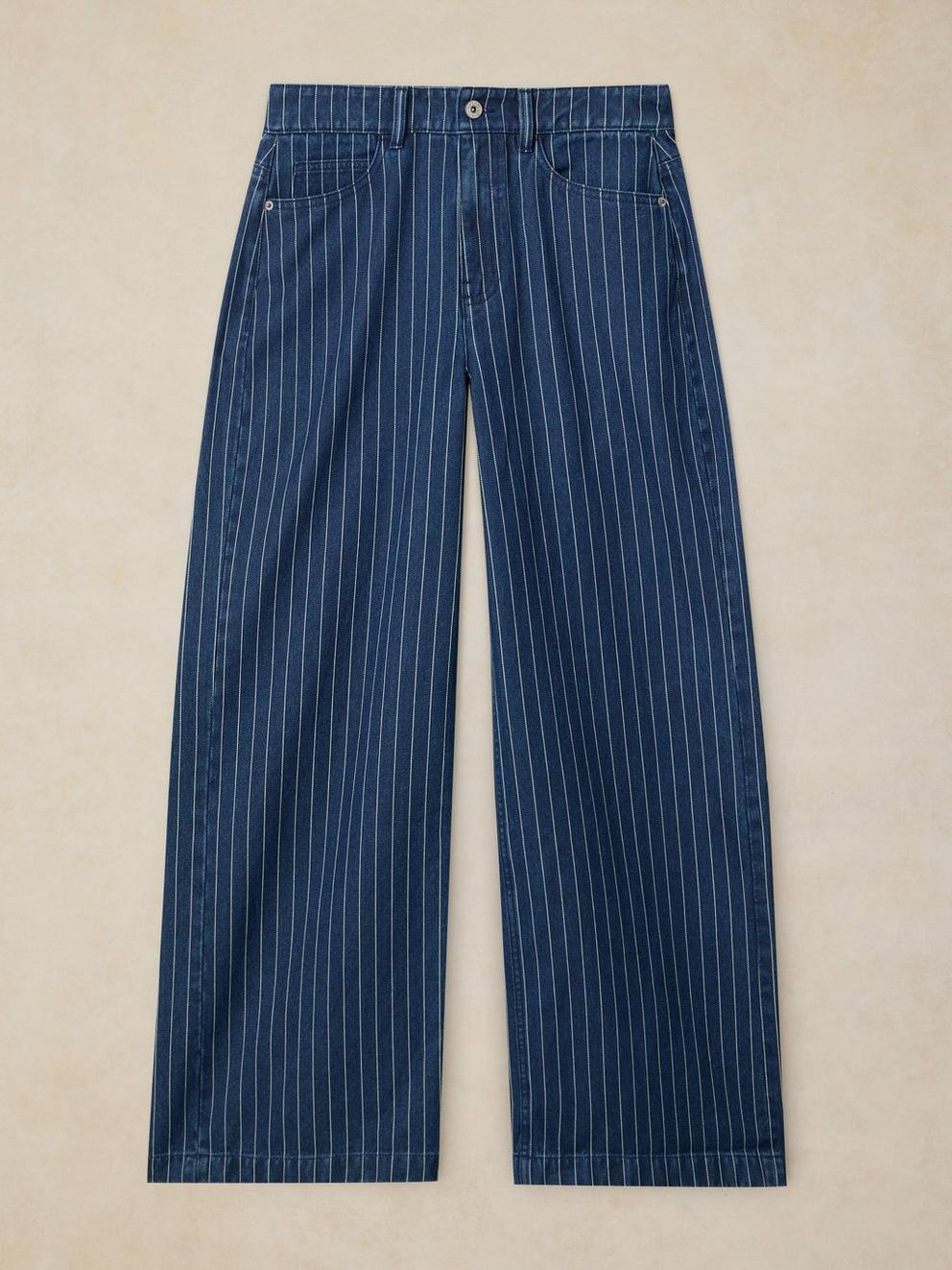 AYLA STRIPE WIDE LEG JEAN in DENIM MLT - FLAT FRONT