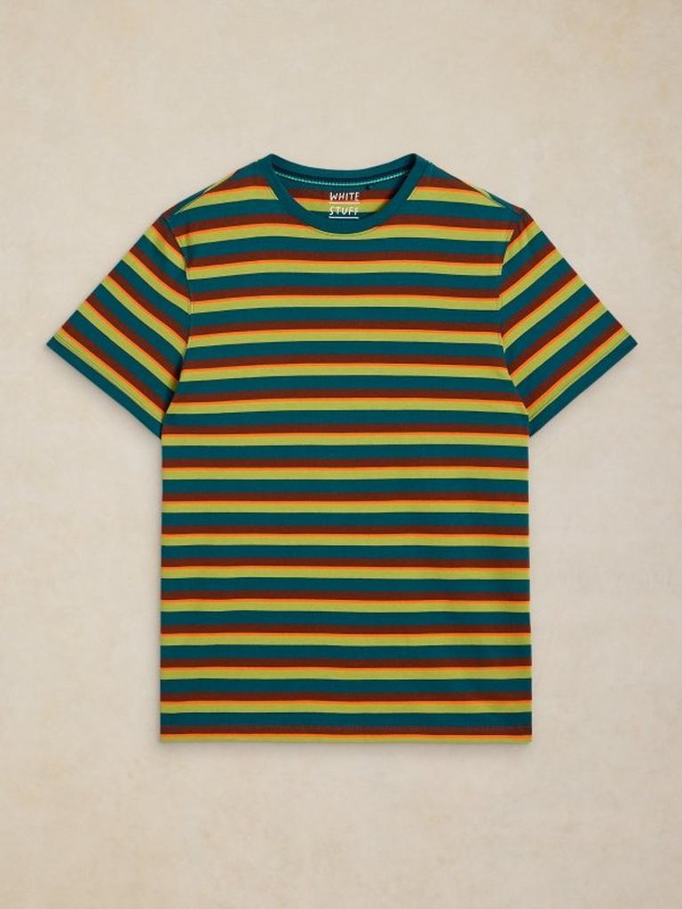 ABERSOCH STRIPE TEE in BROWN MLT - FLAT FRONT