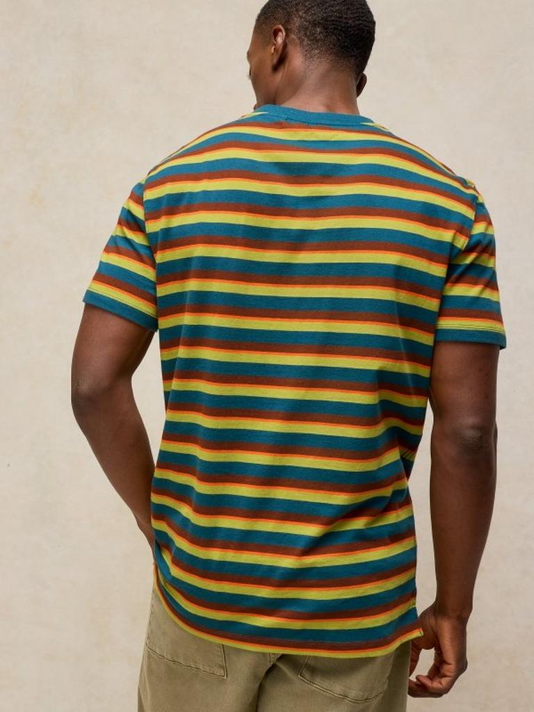 ABERSOCH STRIPE TEE in BROWN MLT - MODEL BACK