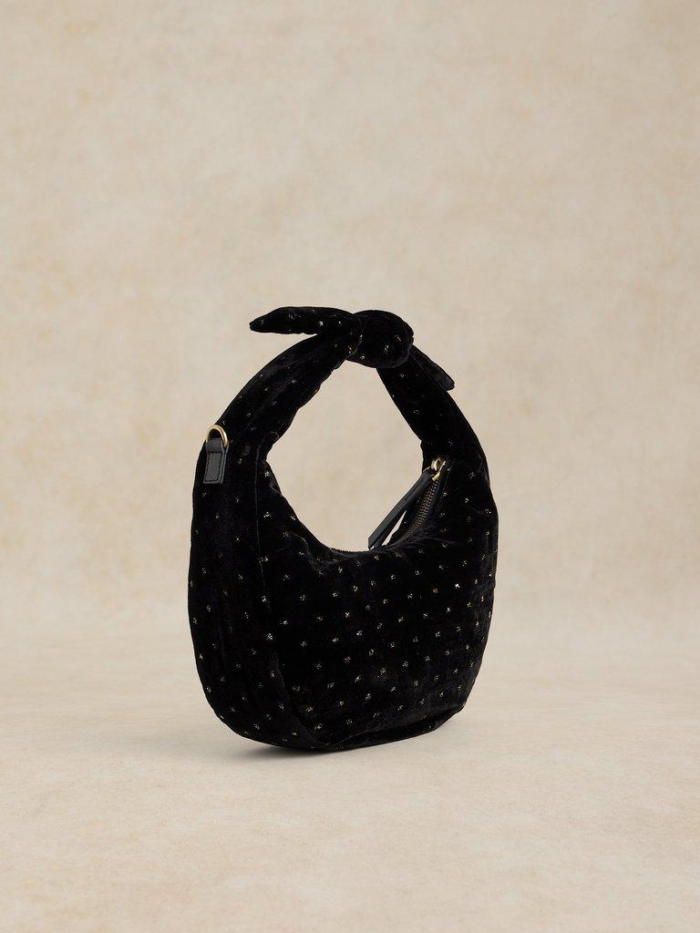 MINI DARLA VELVET BAG in PURE BLK - FLAT BACK
