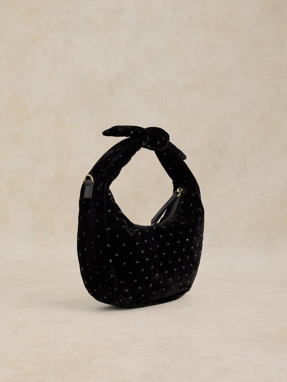 MINI DARLA VELVET BAG in PURE BLK - FLAT BACK